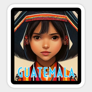 Guatemala Anime Beautiful Girl Sticker